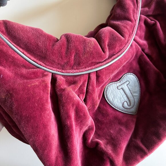 Vintage Y2K Juicy Couture Burgundy Velour Juicy Is For Life Embroidered Bag - Picture 5 of 11